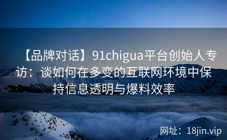 【品牌对话】91chigua平台创始人专访：谈如何在多变的互联网环境中保持信息透明与爆料效率