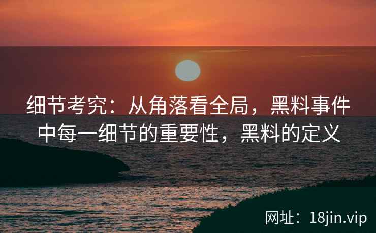 细节考究：从角落看全局，黑料事件中每一细节的重要性，黑料的定义