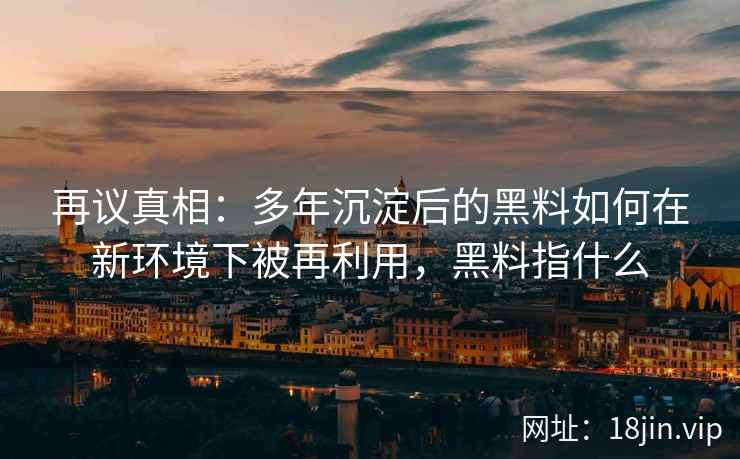 再议真相：多年沉淀后的黑料如何在新环境下被再利用，黑料指什么